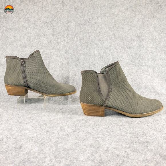 Kensie Gerona Ankle Boots Gray Brown Suede Leather Side Zip Women's Size 8M - Picture 4 of 10